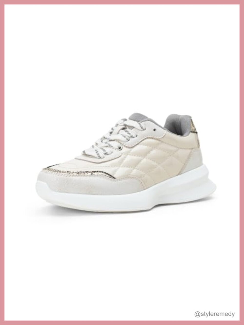 Women's Quilted Platform Sneakers Chunky Casual Lace-Up Memory Foam